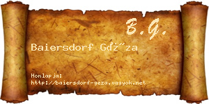 Baiersdorf Géza névjegykártya